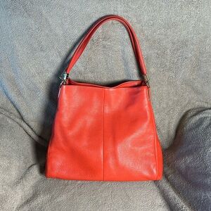 Coach Orange Pebbled Leather Tote